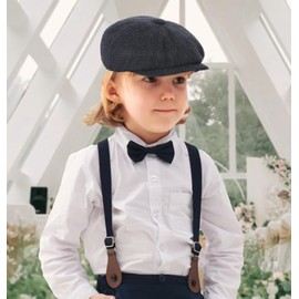 Vintage-Newsboy-Beret for Kids Cabbie-Hat Flat Tweed Pageboy Cap for Toddler-Girls-Boys Outdoor 4-9Y Navy Blue