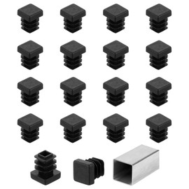 sourcing map 1/2" (13mm) Square Tubing End Caps, 50 Pcs Plastic Hole Plugs Insert End Cap for Metal Tubing Post Chair Leg Table Bookshelves Furniture, Black