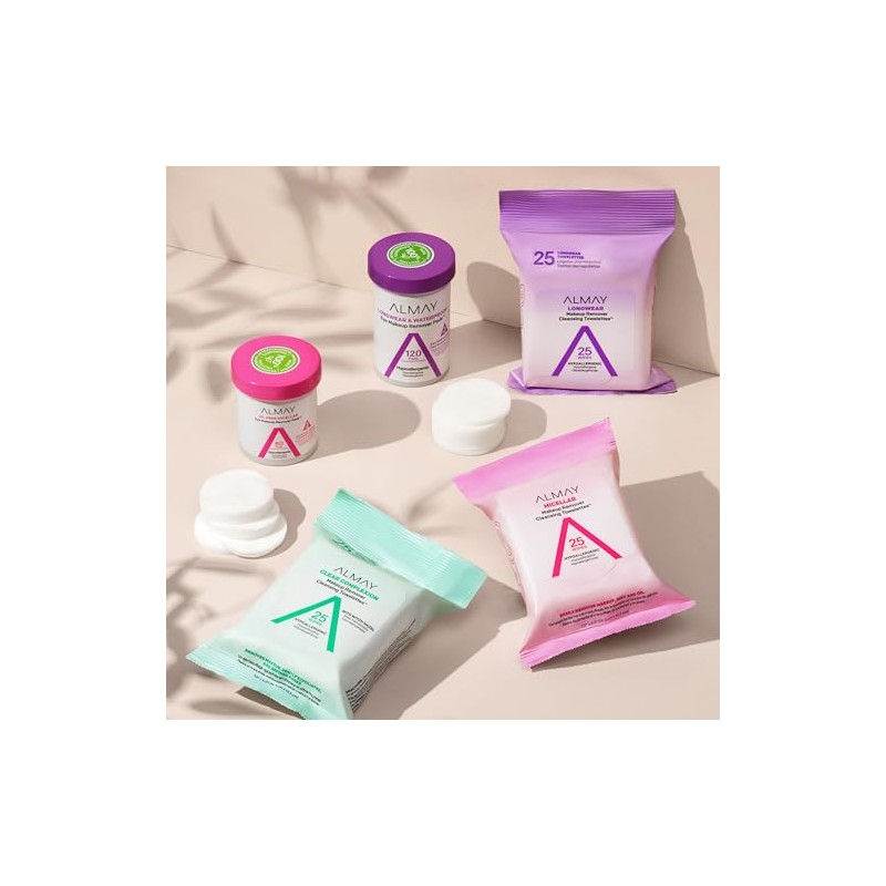 Almay Biodegradable Clear Complexion Removedoras de Maquillaje, Verde, Paquete de