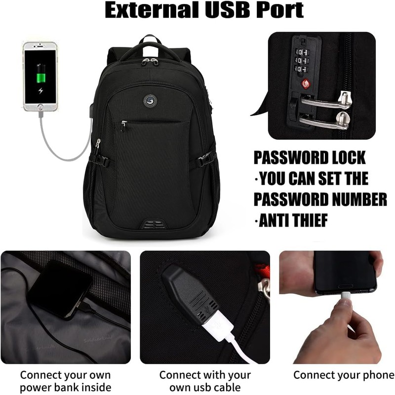 SHRRADOO Anti Theft Laptop Backpack Travel Backpacks with usb Charging