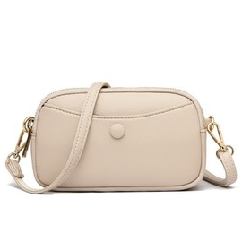 IAMUHI Faux Leather Small Crossbody Phone Purse for Women,Mini Shoulder Handbags and Purses Wristlet Wallet Purse,Beige