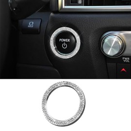 RGOAANC RGOAANC Crystal Rhinestone Engine Start Stop Decoration Ring, Push Button Cover, Key Ignition Knob Ring, Accessories Sparkling Sticker for Car (White, 1PCS)