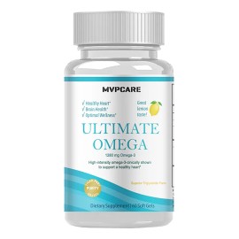 Omega 3 Premium 1280mg 60 Capsulas Aceite de Salmon Salvaje Puro con Alto Epa y Dha vitaminas hombre y mujer Capsulas Tecnologia sabor Limón MVPCARE