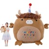 12 Inch Happy Birthday Highland Cow Plush Hugging Pillow -