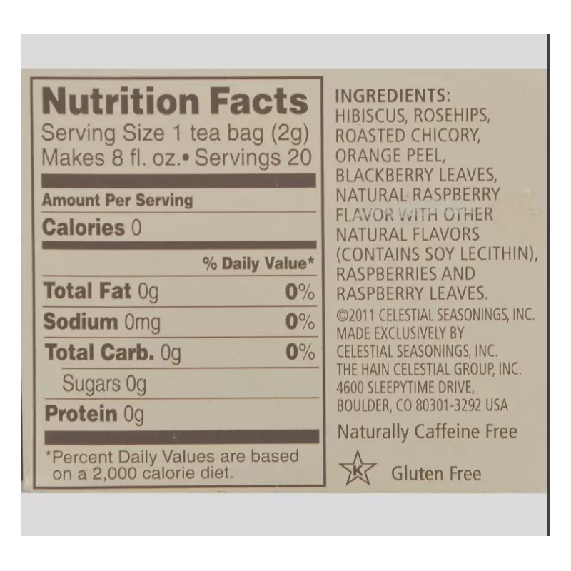 Celestial Seasonings Herbal Tea Caffeine Free Raspberry Zinger - 20