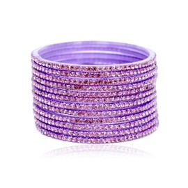 JD'Z COLLECTION Indian Bangles Jewelry For Women Bollywood Set Bridal Ethnic Wedding Partywear Costume Match CZ Stone Glass Bangle Parple Size-2.4 (Parple, 2.4, Inches)