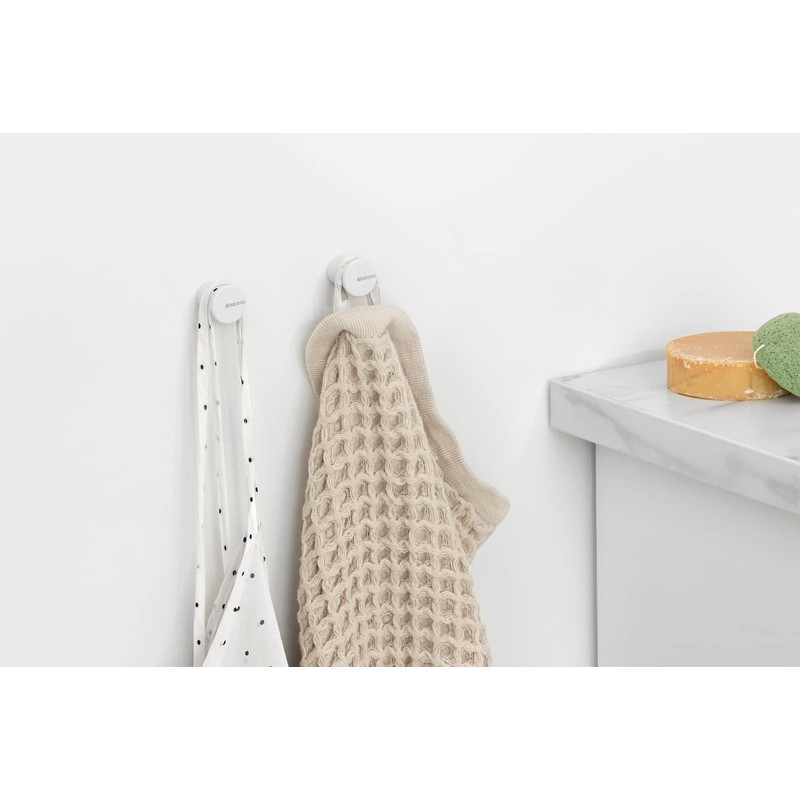 Brabantia MindSet Handtuchhaken, 2 Stück, Mineral Fresh White