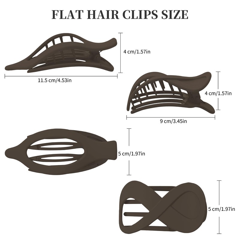 B.PHNE Flat Hair Claw Clips for Women,Matte Medium Hair Clips