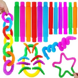 Pop Tubos, Tubos Elásticos Reductores De Estrés, Tubos de Juguetes Sensoriales Para Aliviar El Estrés Emocional Para Autismo,Juego De 24 Juguetes Sensoriales Para Ansiedad,Juguete Plegable Para Niños