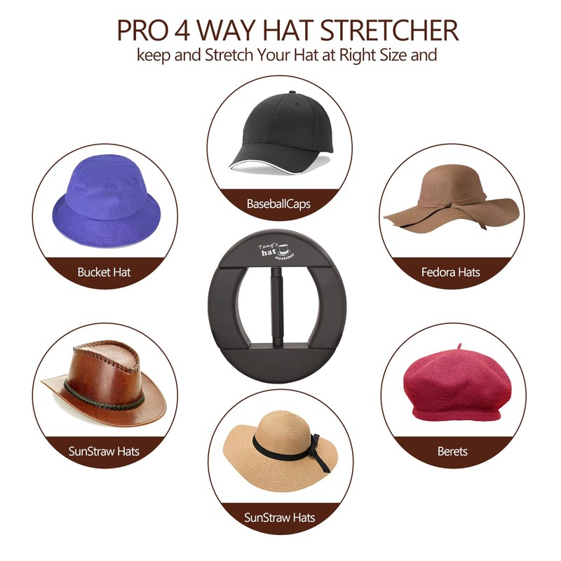 Tang's Cowboy 4-Way Hat Stretcher for Men&Women,Hat Stretcher for Baseball
