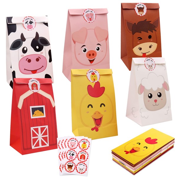 24 Pack Farm Birthday Party Supplies Farm Animal Candy Bags Farm Party Decorations