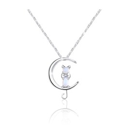 IUDWCG 1 Piece Crystal Cat Pendant Necklace for Women Delicate Necklaces for Women Sparkling Diamond Clavicle Silver Chain for Women Fashion Jewelry - Love Cats