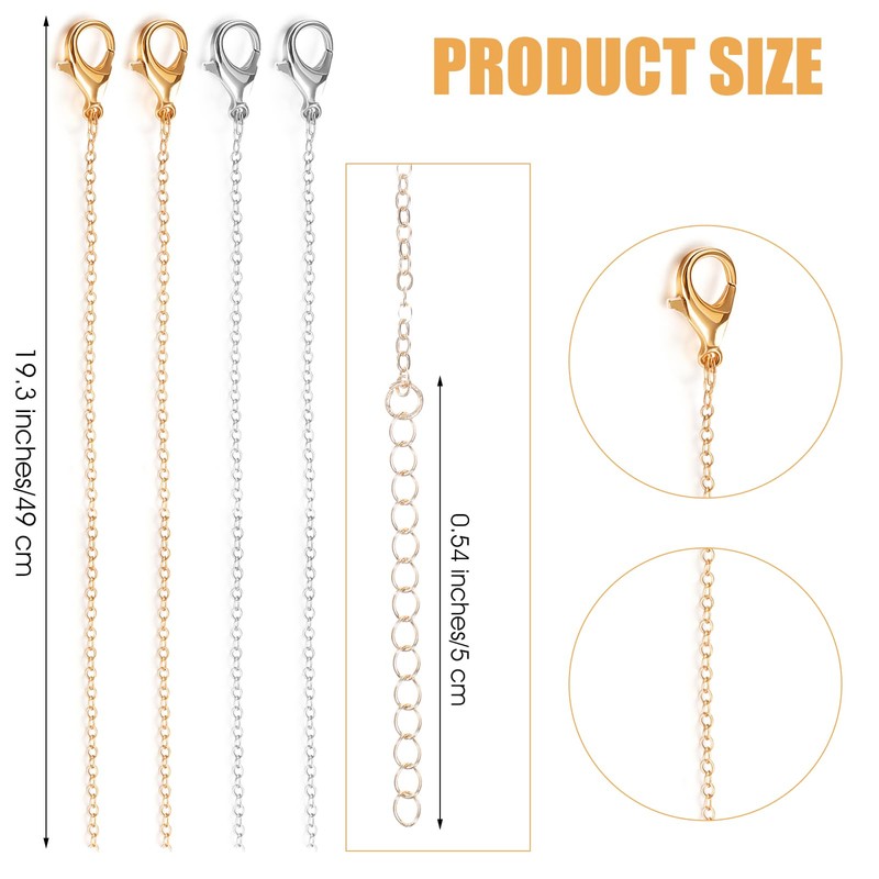 YBEATY 40 Pack Necklace Chains Bulk Gold and Silver Plated