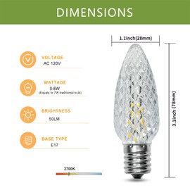 MEILUX 100Pack C9 Replacement LED Light Bulbs, Strawberry Christmas Bulb 2700K Soft White Shatterproof & Waterproof Outdoor String Light Bulbs, E17 Candelabra Base Edison Bulbs for Holiday Decoration