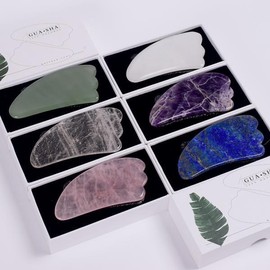 Jade 제이드 구아샤 도구 상자 세트, 케어 페이스 마사지기, 천연 로즈 스톤 크리스탈 목 미용, 전통 스파, 힐링 [06 white jade] Jade Gua Sha Tool Box Set, Care Face Massager, Natural Rose Stone Crystal Neck Beauty, Traditional Spa, Healing [06 White Jade]