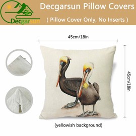 Decgarsun Decorative Sofa Pillow Covers 18 x 18 Linen Brown Pelican Decor Square Cushion Cover Pillowcase for Couch Bedroom