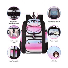 MATEIN Softball Bag, Lightweight Baseball Backpack with Shoe Compartment, Baseball Bag with Fence Hook for TBall Bat & Equipment, Softball Gifts Catchers Backpack for Women Fit Batting Glove, Helmet