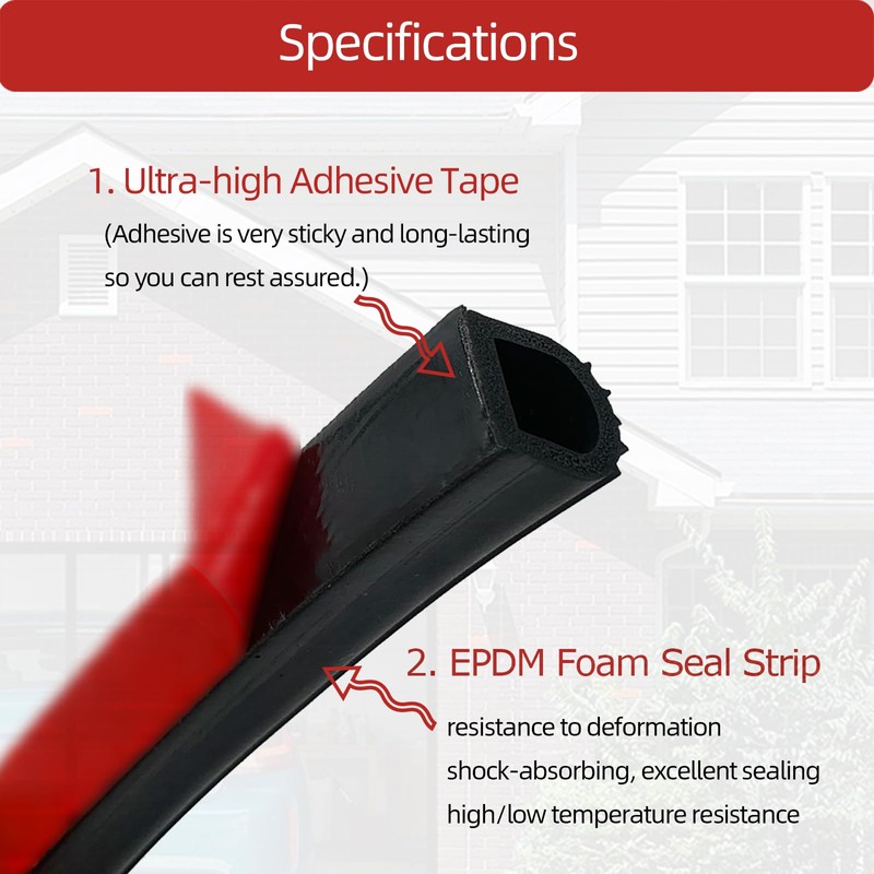 Aroilder EPDM Rubber Seal Strip, Self-Adhesive D Shape Rubber Weather