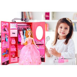 UCanaan Girl Doll and Closet Set with Doll Clothes and Accessories Items Including Fashion Dolls, Dressand Many Other Accessories (Refer Picture Shows)，Best Gitfs for Girls Christmas Birthday