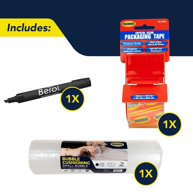 PackRite College Moving Kit, with Moving Boxes, Packing Tape, Bubble