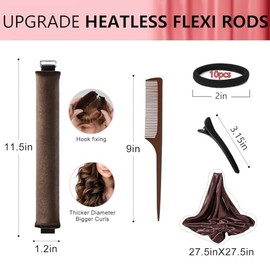 Rizador de Cabello Sin Calor para Uso Nocturno(20 Piezas), Rizos Jumbo Sin Calor, Varillas Flexibles de Satén para Dormir, Rizador Sin Calor, Herramie