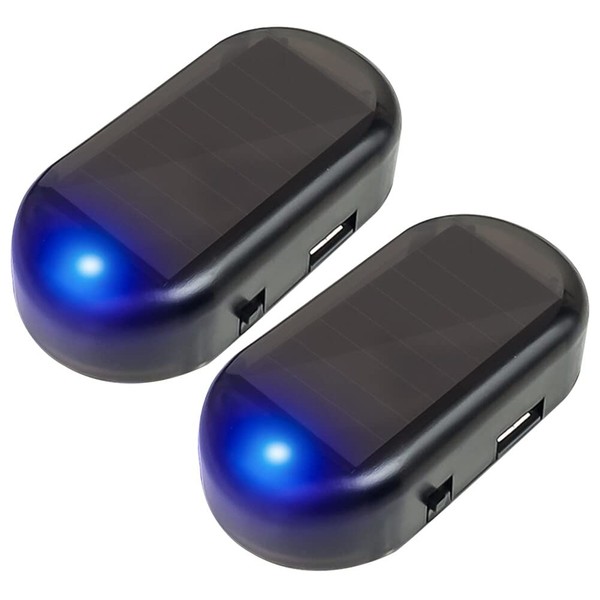 Solar Power Dummy Car Alarm 2pcs Red LED Light with