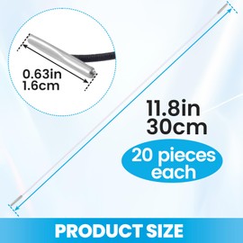 JYvivid 40 Pcs Elastic Barbed Cords with Metal Ends, Stretch Loop Band Mask Lanyard Rope, Round String Extender Strap for Mask, DIY Crafts, Party (Black, White)