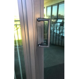 9" Bronze PGT Sliding Glass Patio Door Surface Mount Handle Set Replacement with Thumb Latch Lever, Screws, and Keepers - 4-7/8" Hole Spacing - Fix and Repair Door Hardware