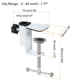 PATIKIL 0.47" Hole Dia. Desk Clamp, 4 Pcs Aluminum Alloy Bracket Universal Adjustable C-Clamp Mount Holder for Microphone Mic Arm Table Lamp Stand, White