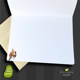 Fava Bean Productions Happy Birthday Card with Dogs, Beagle Card (1 Premium Card, 5x7 inches, Blank Inside) Beagle Happy Birthday Card, Happy Birthday from Dog, Cute Birthday Card with Hound - 372