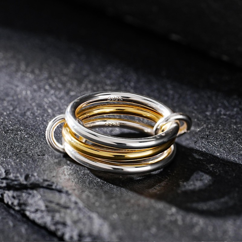 LUCA SMITH 925 Sterling Silver Classical Ring Stackable Stacking Link