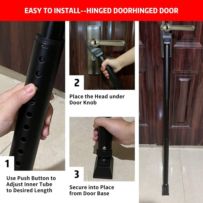 HoneSecur 2-in-1 Door Security Bar & Sliding Patio Door Stopper