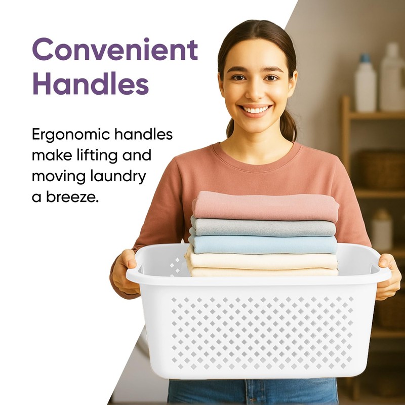 Superio Gradient Perforated Laundry Basket with Ergonomic Handles - Modern