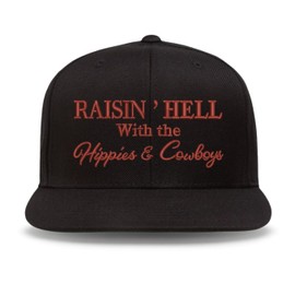 ALLNTRENDS Raisin Hell with The Hippies and Cowboys Flat Bill Snapback Embroidery (Black)