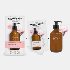we:care² Soap Powder Set with Bottle (Granules) Magnolia/Sandalwood - 29 g Makes 250 ml Sustainable & Vegan Refill Soap without Silicones, Parabens & Microplastics