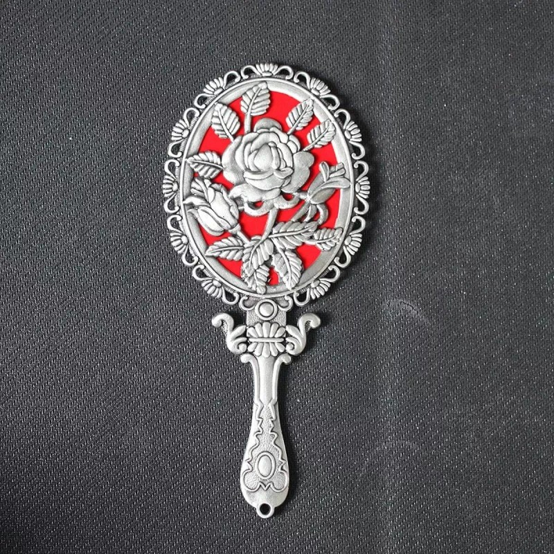 Shemano Espejo De Mano Vintage Con Rosa En Relieve De