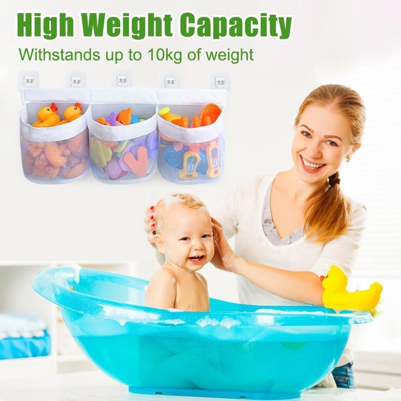GUOYOU 3 Compartment Hanging Toy Storage Bag, Bath Toy Storage