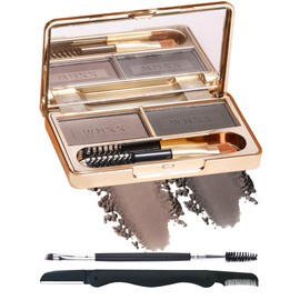 Eyebrow Powder Kit-2 Colors Eye Brow Tinting Powder Palette Long-Lasting Waterproof, Light Dark Grey Brown Brow Filler Product, Women's Day Makeup Gift for Women Girl, with Mirror Brow Brush-Set 02