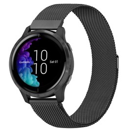 Mugust Bracelet Compatible with Garmin Venu Sq/Sq Music/Venu 2 Plus/Vivoactive 3/3 Music/Vivomove 3/HR/Style/Luxe, 20 mm Stainless Steel Metal Replacement Strap with Magnet for Forerunner 645 Music /