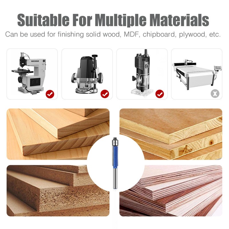 4Pcs Flush Trim Bit 6mm 1/4 Inch Shank Router Bits,