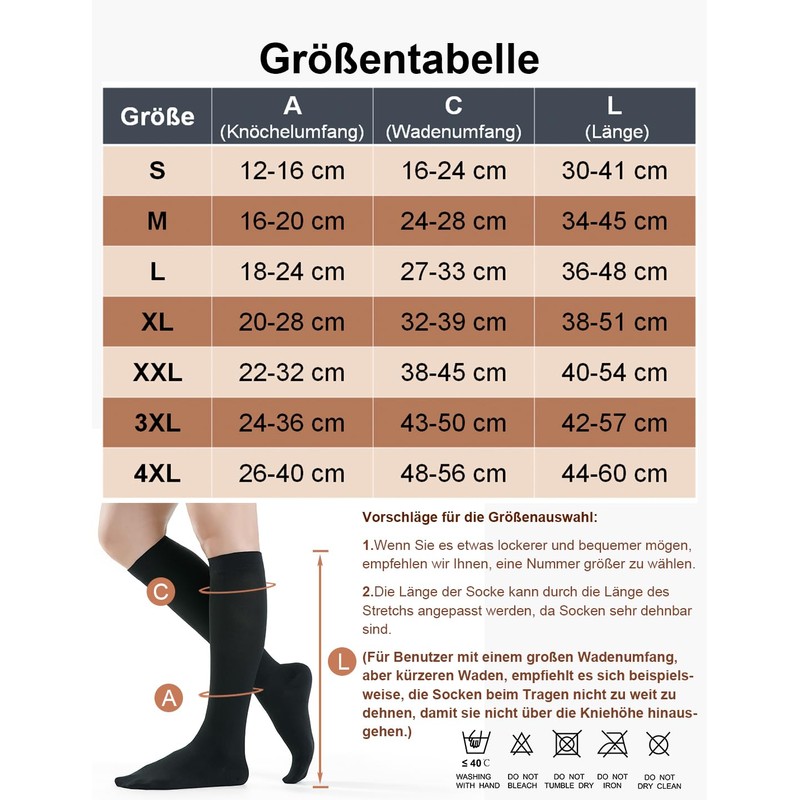 Medicale Calze Compressione Graduata Donna e Uomo 20-30mmHg Classe 2,