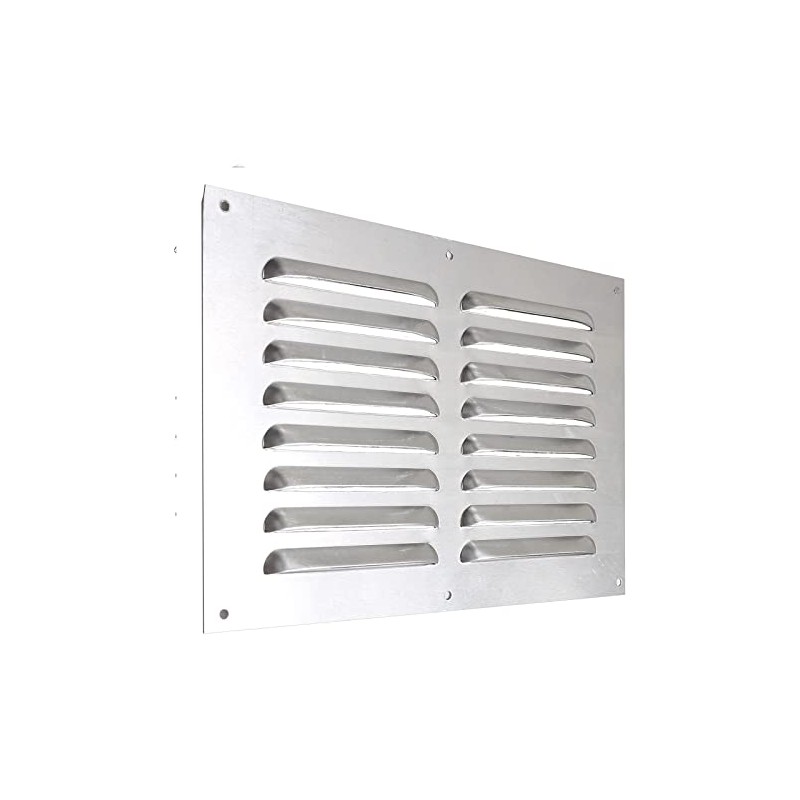 Aluminum Louvre Air Vents 9” x 6” Satin Aluminium/Metal Chrome