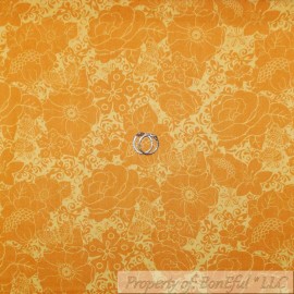 Camelot Cottons BonEful Fabric FQ Cotton Quilt Orange Yellow Gold Flower Butterfly Holiday Print