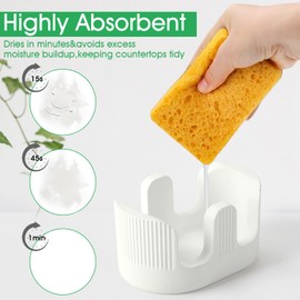 Diatomite Stone Sponge Holder for Kitchen Sink - 2 Slot Diatomite Kitchen Sink Sponge Holder, Quick Dry Dish Sponge Organizer for Kitchen Sink Bathroom, Diatomaceous Earth Dish Sponge Holder, Double