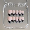 GlimightyX Handmade Black French Tip Press on Nails Short Almond,