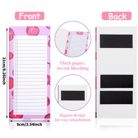 DOETYD 2 Pack Magnetic Shopping List Pad for Fridge 100 Tear Off Sheets Size of 21.4 x 8.8cm Meal List Grocery Notepad Fruit Theme Planner for Weekly Planning (Orange + Pomegranate)