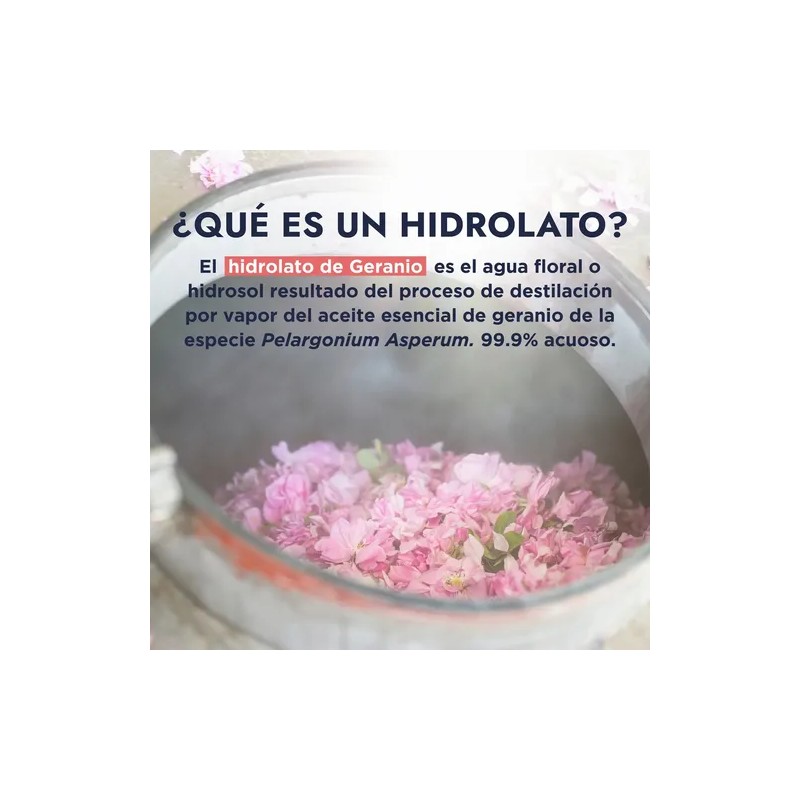 Hidrolato de Geranio 1L Hebbe Cosmetics Tónico Facial para Piel