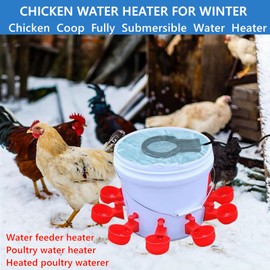 KNEOYR 250W De-icer Submergible Bird Bath Heater Aluminum Cast for Livestock Poultry Horses, Cows, Birds, Wildlife Drinking Indoor Outdoors in Winter with 10 Foot Cord Birdbath Water Heater