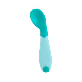Chicco Small and Lightweight Angled Feeder Spoon, Light Blue with Angled Shape and Ergonomic Self-Feeding Handle, 8+ Months