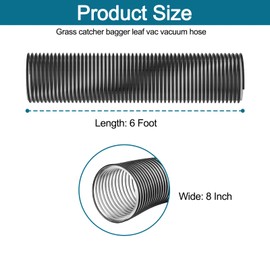 8 Inch Leaf Vac Hose, 6 Foot of 8 Inch PVC Flexible Grass Catcher Bagger for DR Agri-Fab Etc, Fits Most Brands DR Trac Vac Cyclone
